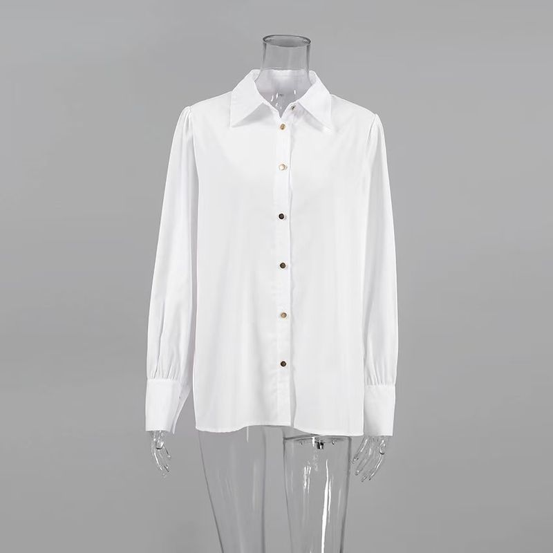 

Fashion New Arrival Stylish Simple and Versatile Long-Sleeved Business Shirt Tops Fashionable Loose Shirt White S