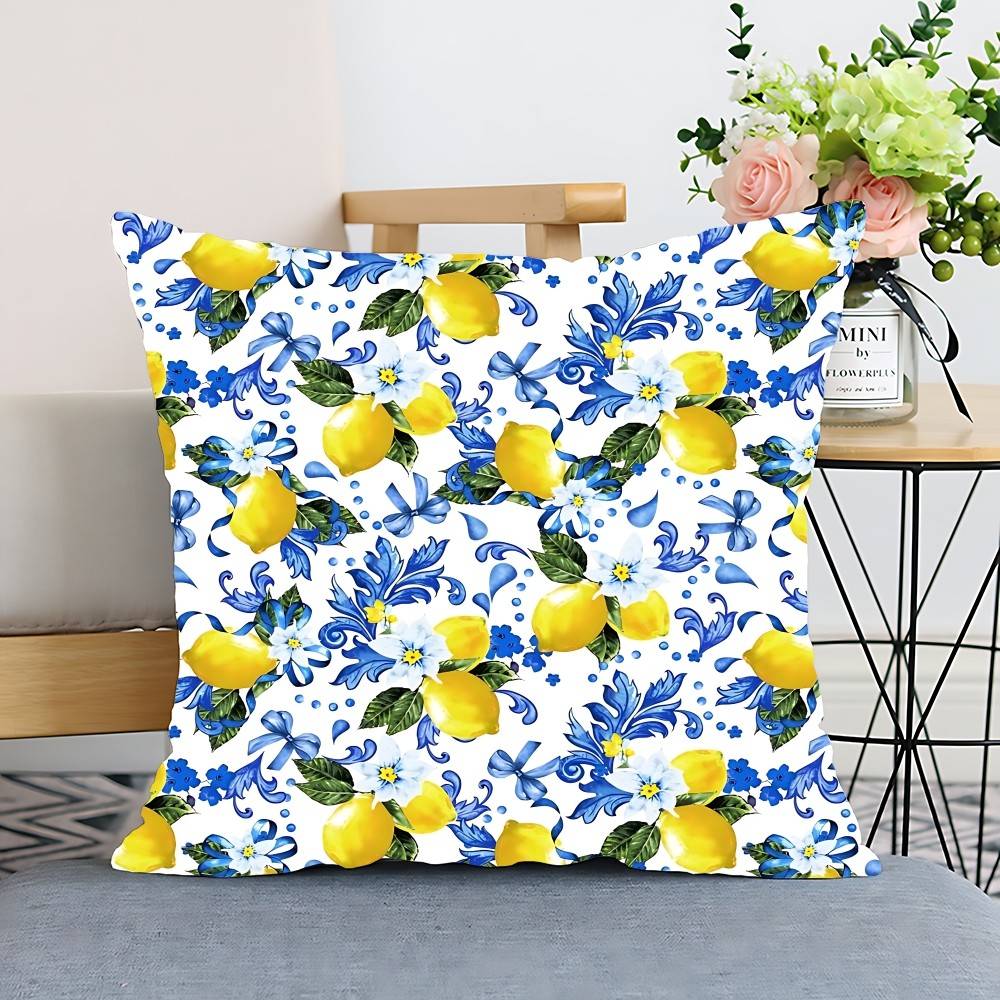 Yellow Lemon Pattern Summer Pillow Case Cushion Cover Polyester Pillowcase Decorative Sofa Cushion Pillowcase Home Decor