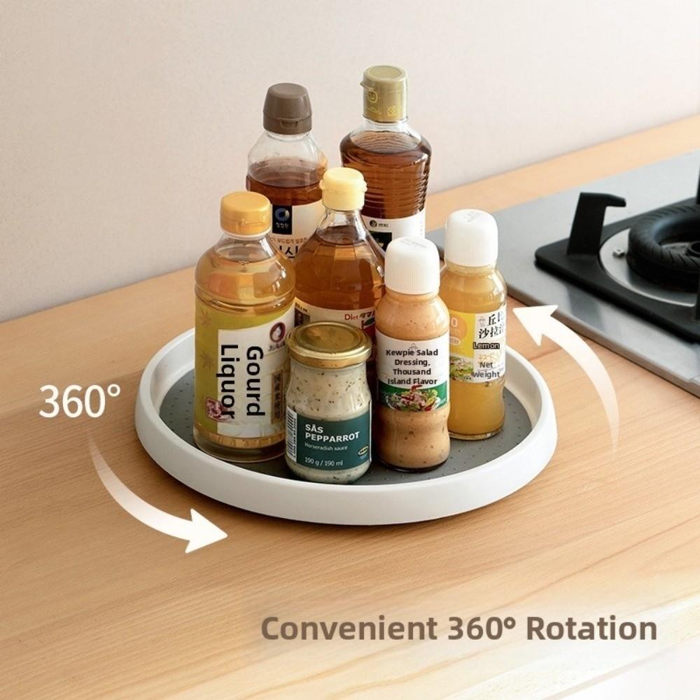 Multifunctional 360 Rotating Seasoning Storage Rack Non Slip Space Saving 360 Rotating Tray Round Organizer Spice Rack Office