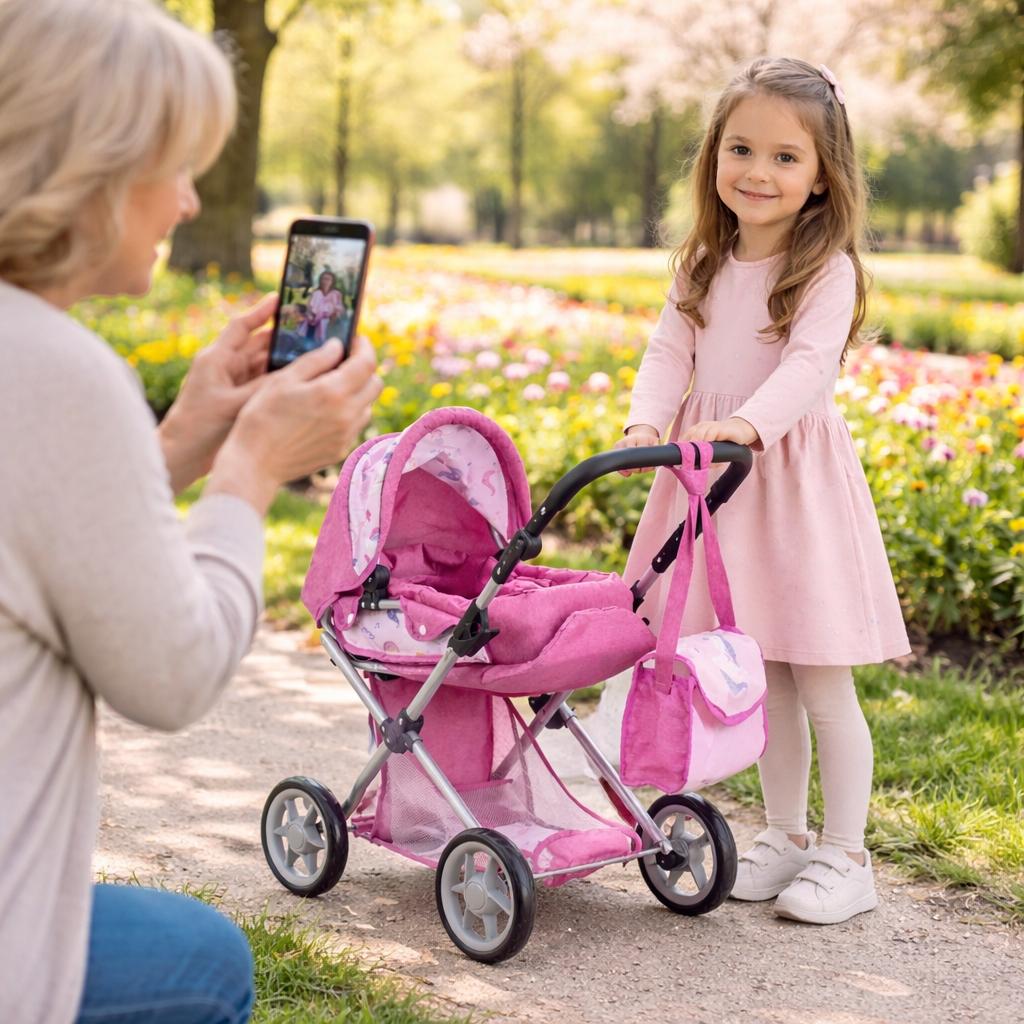 [PACZB] Puppenwagen 3 in 1 Korb, Buggy, Trage + Zubehör Z3333