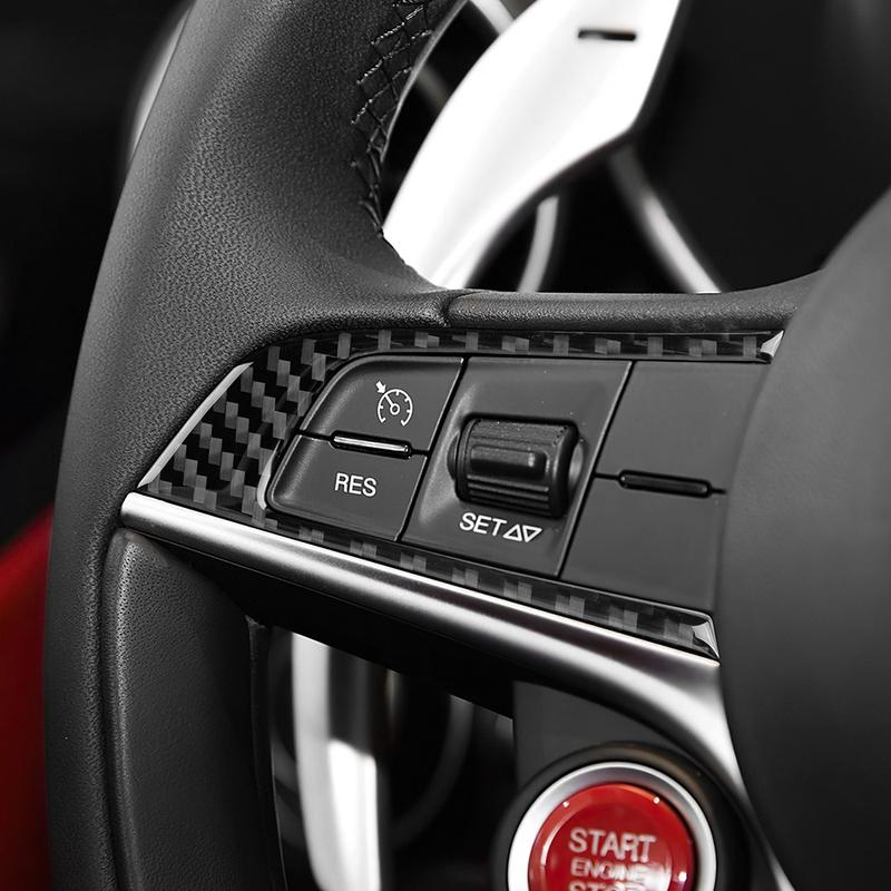 Rámky s nálepkami na tlačítka volantu Pro Alfa Romeo Giulia 2016- Pro Stelvio 2017- Interiérové doplňky pro auto Stelvio