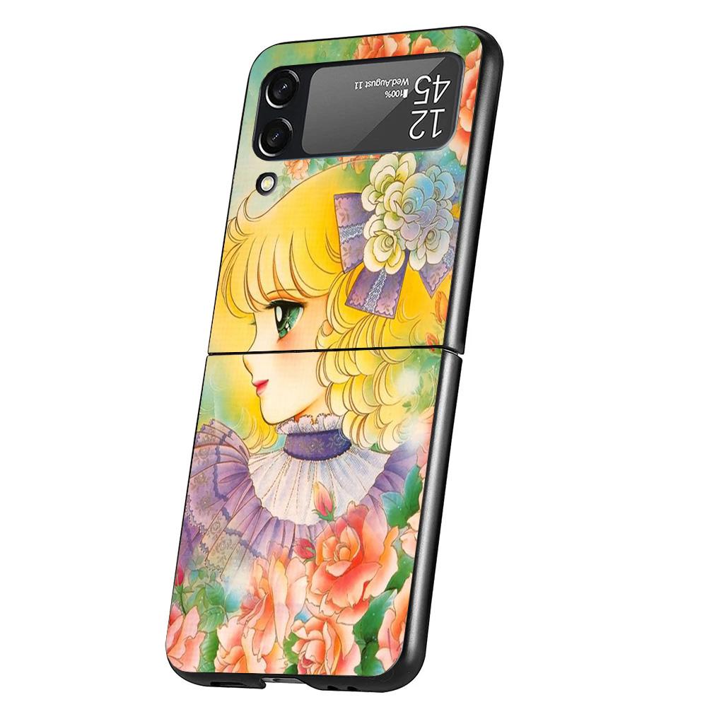 Anime Candy Cover Phone Case For Samsung Galaxy Z Flip 7 6 5 4 3 5G Flip7 Flip6 Flip5 Flip4 Flip3 Black Fundas Shell Galaxy Z Fl