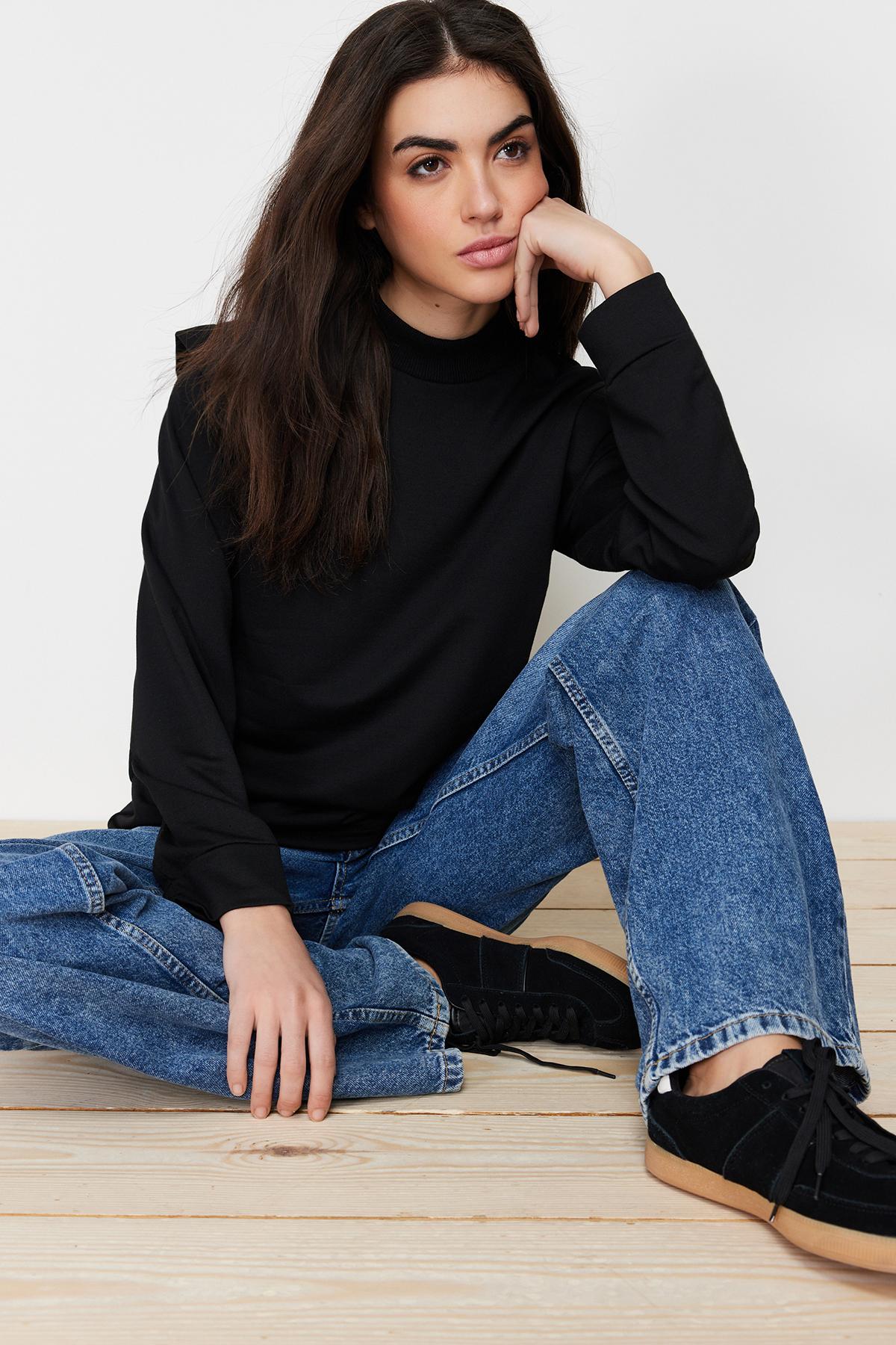 

Женская мода, новый свитшот в хиджабе, черная вязаная туника с плечами