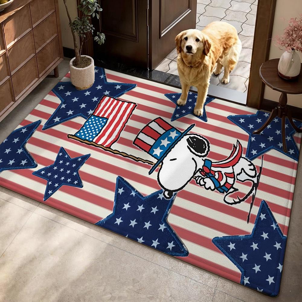 Snoopy Patriotic Parade Theme Rug Durable Stainresistant Easyclean Carpet For Kids Bedroom Play Area Home Party Decor Christmas Gift