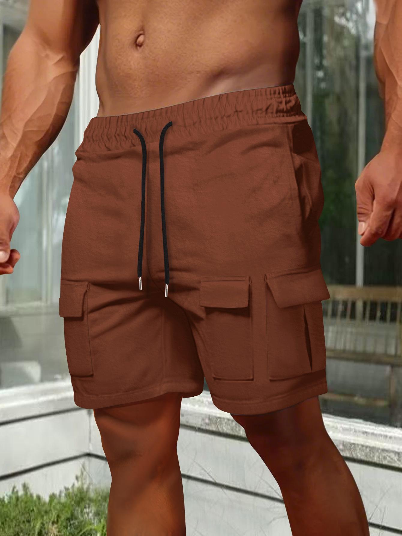 

Men s Athletic Cargo Shorts, Multi-Pocket Workout Shorts, Short Length Sports Casual Gym Shorts 3XL коричневий