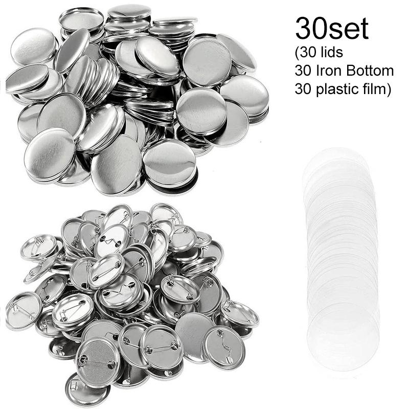 

30/60/90set 37mm Blank Badge Pin Button Maker Making Parts Supplies DIY Button Consumables Iron Top Bottom Plastic Film TMZ