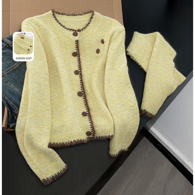 

Женский вязаный кардиган Sibaishe контрастного цвета One Size