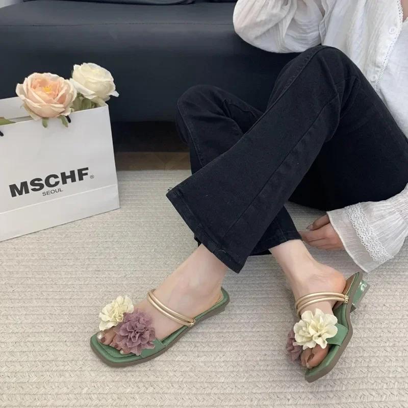 Women's Slippers 2025 Open Toe Fashion Shoes for Women Floral Daily Slippers Comfortable Flat Best Seller Flat Slippers Zapatos