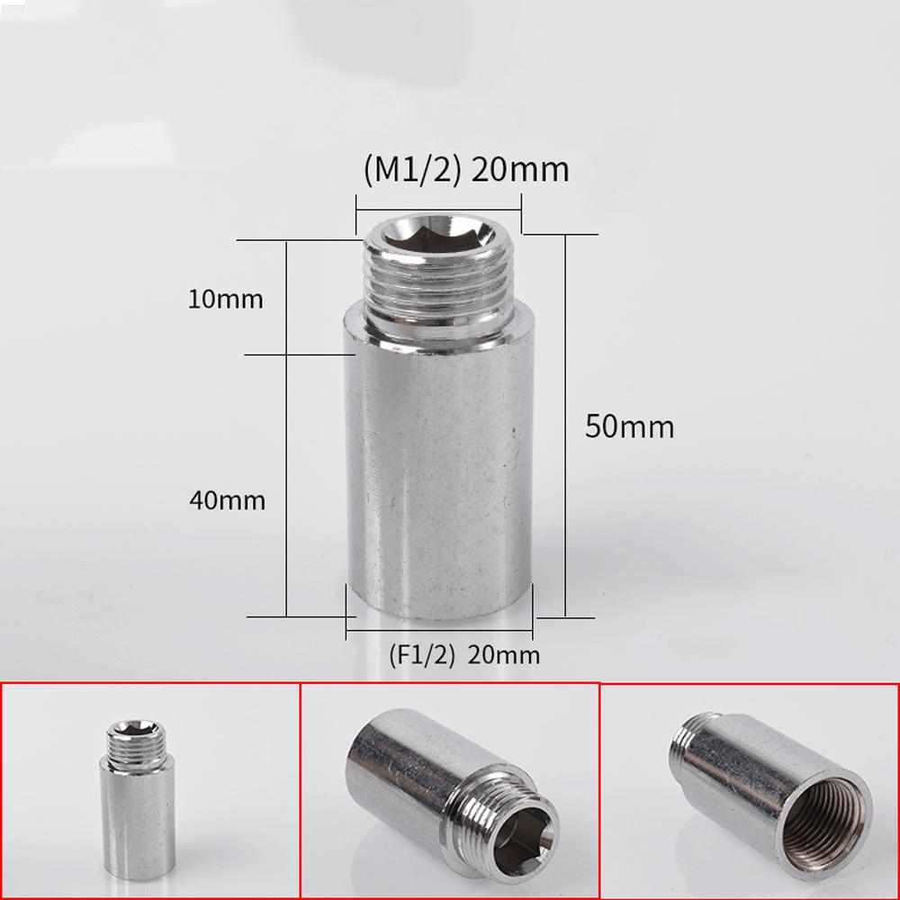 Brass 1/2 " Female To Male Stainless Steel Thickened Extension Joint Lengthened Hexagonal Extension Direct Chrome Plating Brass
