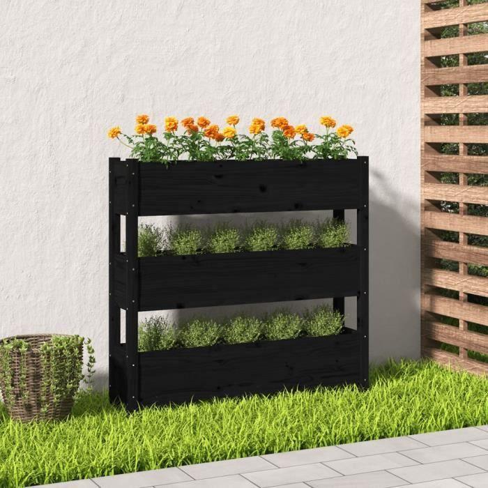 VidaXL Jardinière Noir 112x25x104,5 cm Bois massif de pin 823924