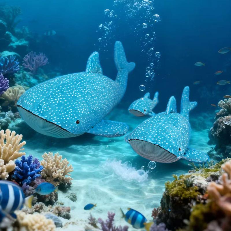 20-80CM New Cartoon Blue Shark Stuffed Plush Toys Big Fish Whale Soft Animal Pillow Dolls