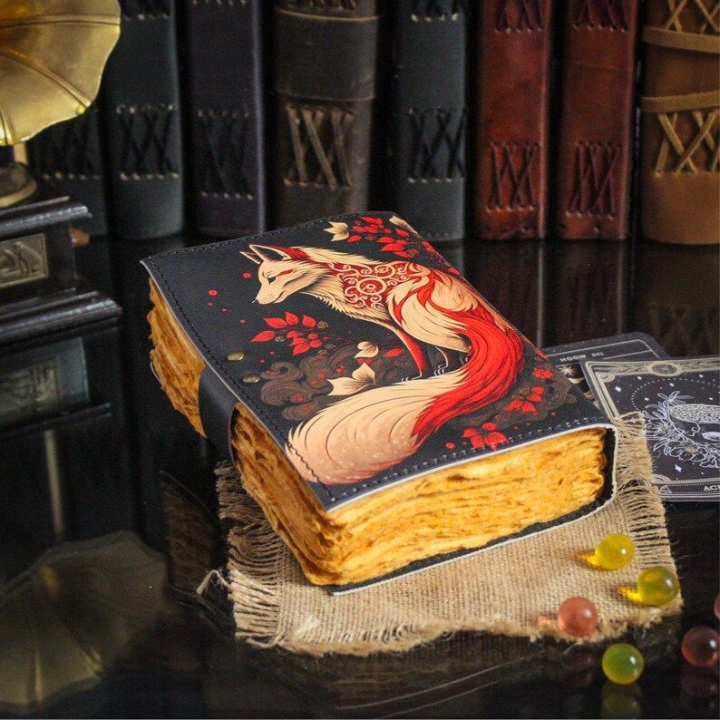 Vintage Handmade Leather Journal, Grimoire Fat Journal Blank Spell Book of Shadows Christmas Celestial Gifts For Him Her