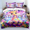 Rainbow waterfall and colorful giraffe Print Bedding Set 1 Duvet Cover 2Pillowcases for Adult and Children Luxury Gift Full Size