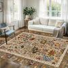 Vintage Böhmische Bereichsmatte Maschinenwaschbar, Leicht zu reinigen, Florale und Geometrische Muster, Innen-/Außenmatten für das Wohnzimmer