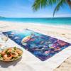 Colorful Underwater World Beach Towel Sea Turtle Coral & Jellyfish Print Absorbent Towel for Beach Pool Camping Picnic