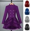 Women Double Breasted Victorian Steampunk Blazer Coat Gothic Tuxedo Tailcoat Jacket with Lace Hem Halloween Wedding Uniform Costume