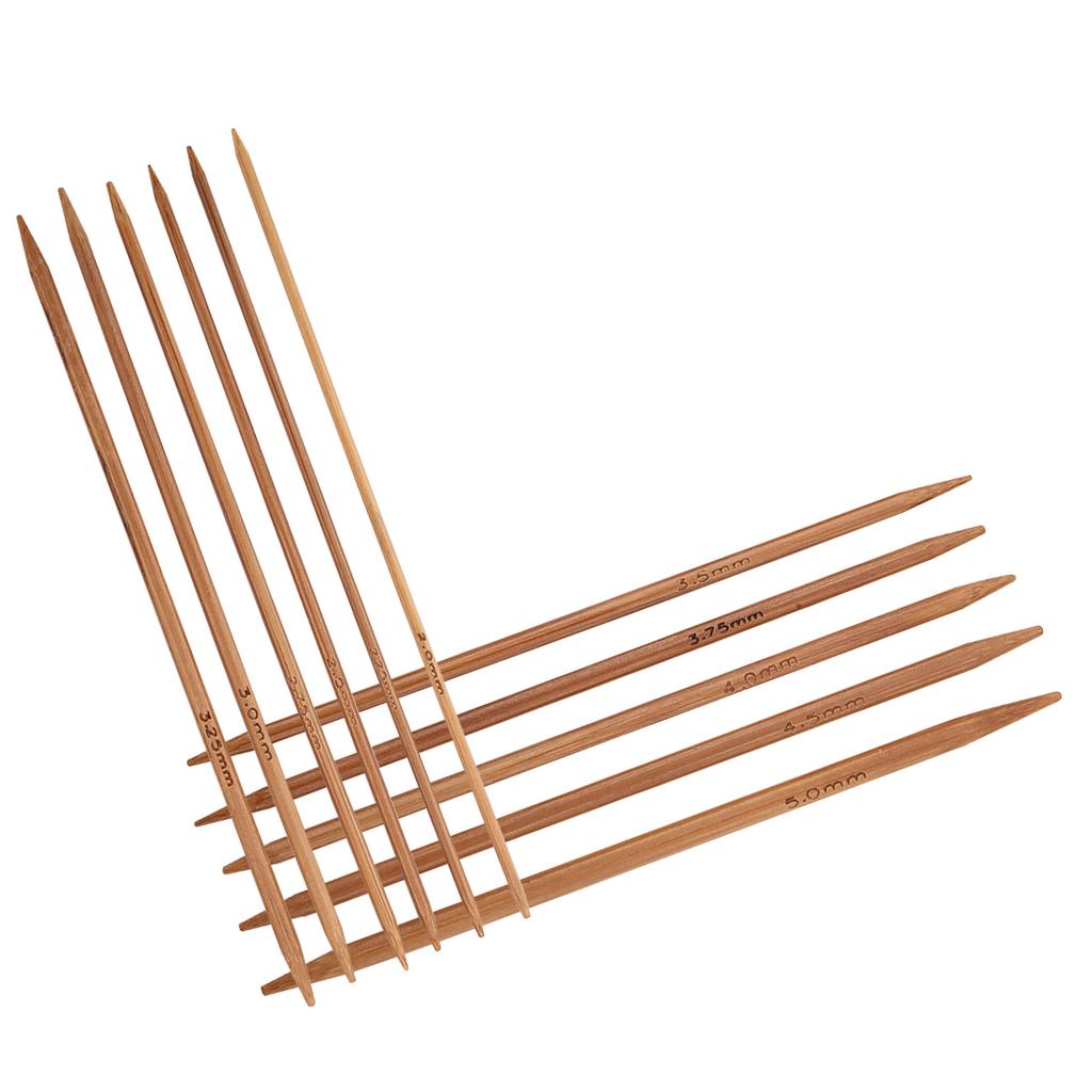 11 Adet Bambu Çift Uçlu Örgü Şişleri Seti 11 Beden (5,1 inç/13 cm)
