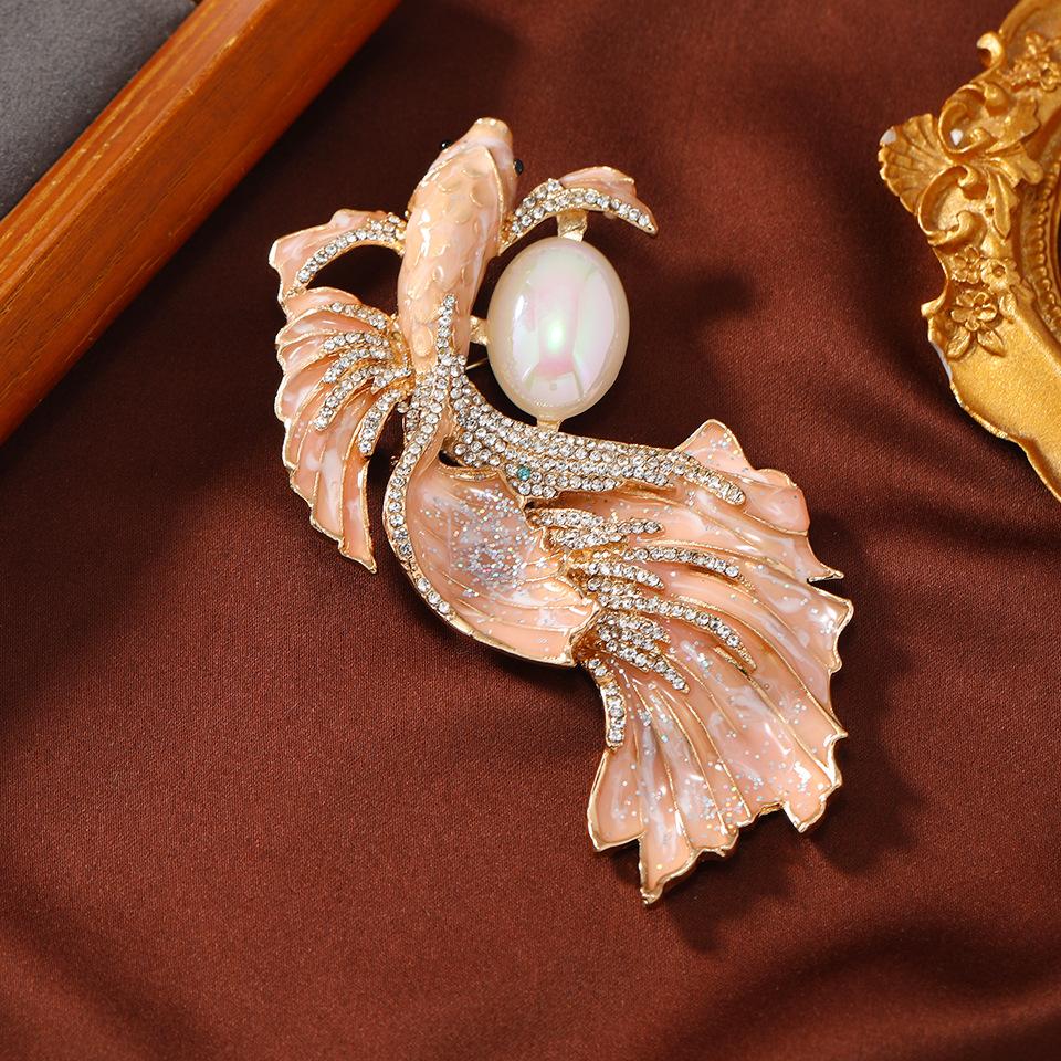 Women Men Classic Dazzle Pearl Mermaid Hime Enamel Badges Pins Vintage Exquisite Luxury Crystal Design Unisex Brooches Jewelry