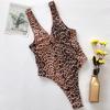 Damen Sexy Leopard Cutout Einteiler Badeanzug Badebekleidung Monokini Badehose