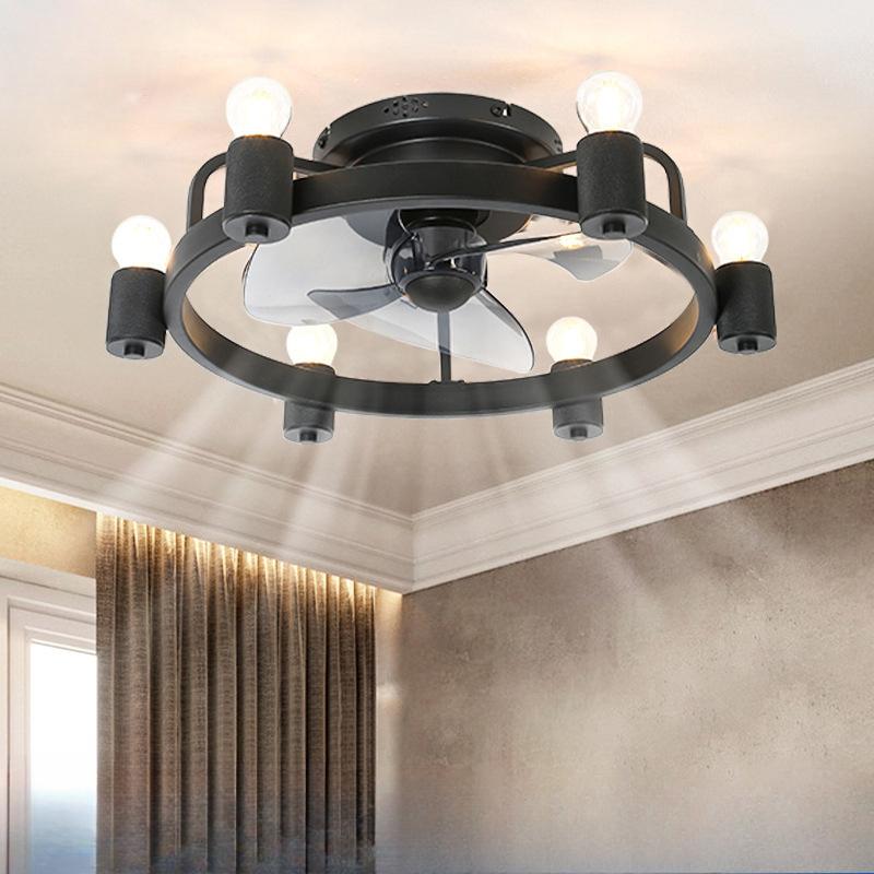Потолочный вентилятор-канделябр, антикварная лампа для спальни с вентилятором, промышленный потолочный вентилятор-лампа чёрный