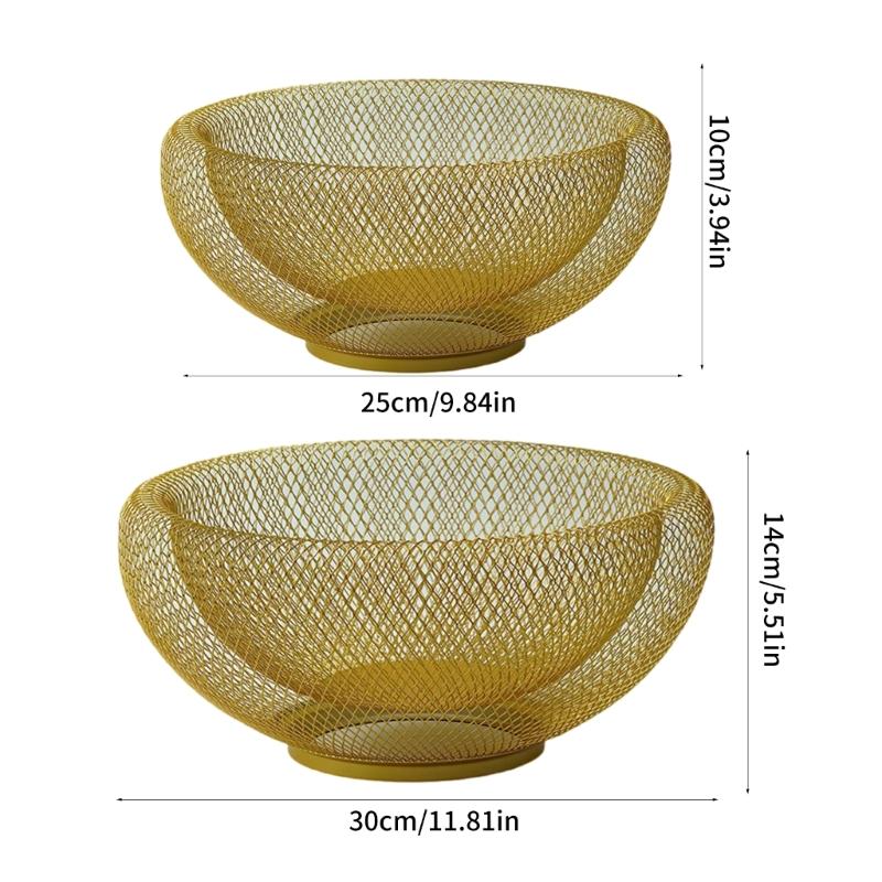 2 Pieces Nordic Styles Sturdy Metal Wire Storage Fruit Basket Set for Kitchen Supplies and Living Room Organization