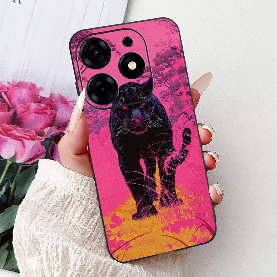 For Tecno Spark 10 Pro Phone Case Spark 10Pro 4G KI7 Elegant Floral Cat Printing Soft Silicone TPU Cases