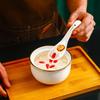 4-inch Ceramic Stew Bowl with Lid and Gold Rim