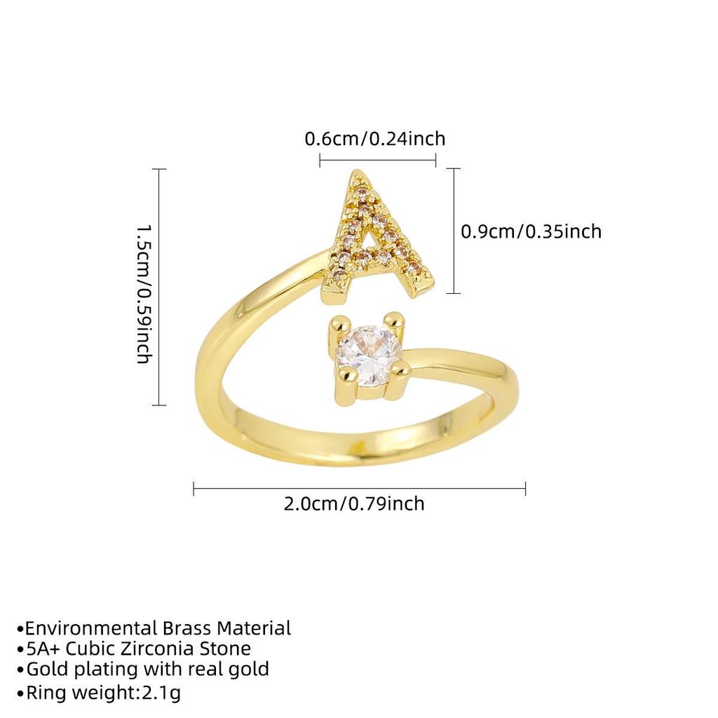 26 Letters Adjustable Open Ring: Women's Niche Design for Index or Pinky Finger - Fashionable Korean Style