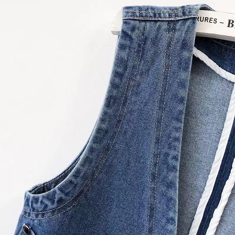 Giacca Gilet di Jeans Corto da Donna Primavera Autunno Monopetto Coreano Slim Casual Gilet di Jeans Top Chaleco Mujer