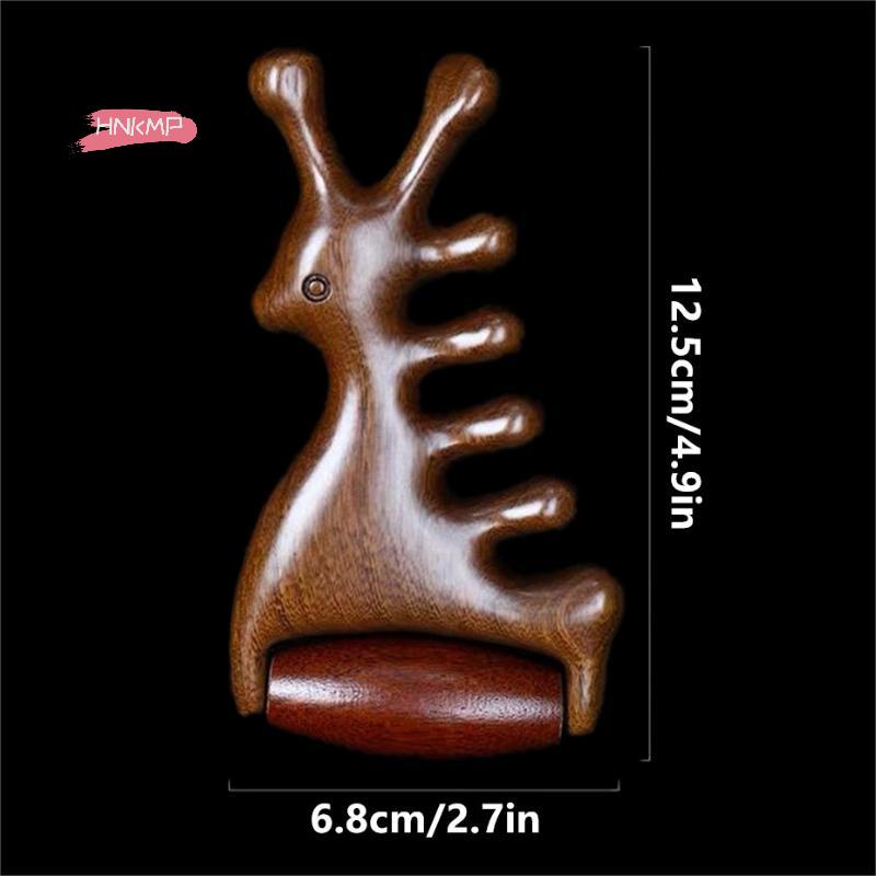 Wooden Wide Tooth Comb Massage Head Meridian Scalp Combs for Face Eye Shoulder Neck Anti-Static Hair Loss Treatment