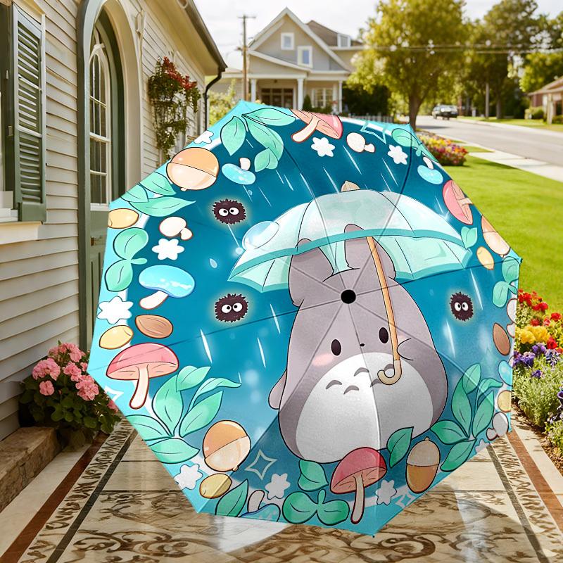 Ombrello di Totoro con Apertura Automatica per Avventure all'Aperto, Accessorio da Viaggio Perfetto e Regalo 200