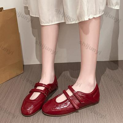Modische Damen Leoparden Ballerinas 2025 Neue Mode Vintage Rote Outdoor Mary Jane Schuhe Leicht Bequem Zum Hineinschlüpfen Luxuriöse Ballerinas