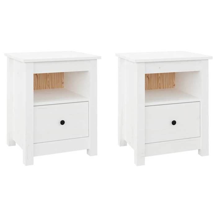 VidaXL Tables de chevet 2 pcs Blanc 40x35x49 cm Bois de pin massif813712