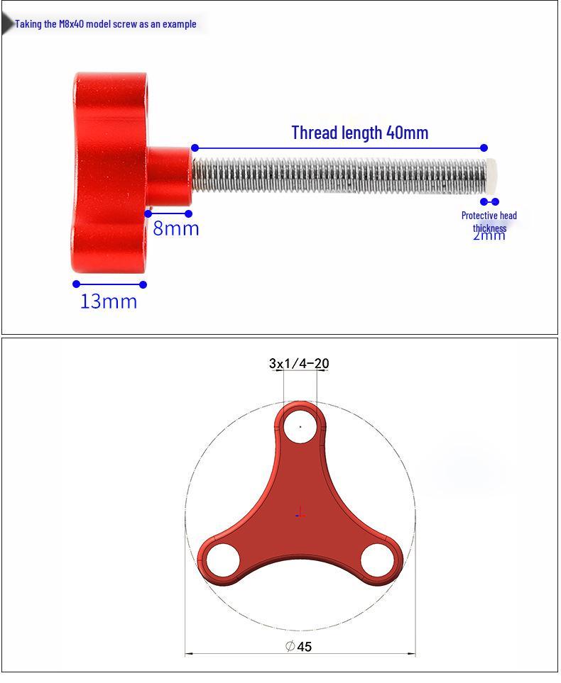 Xingyuan M8 Rubber Head Screw with 1/4 Extension Port for Astronomical Photography - Various Lengths
