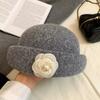 French Camellia Pearl Top Hat, Women'S Autumn And Winter Luxury Sense, Beret, Retro Pot Hat
