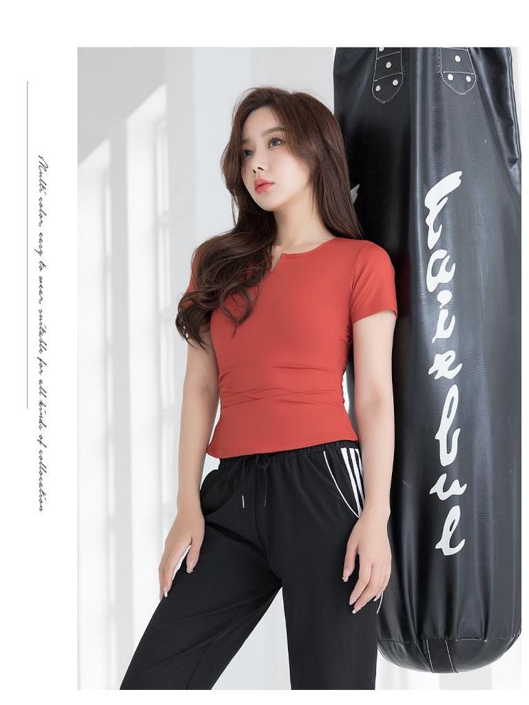 2023 V-Neck Slim Fit Yoga Top for Women - Breathable, Short-Sleeve Fitness & Running T-Shirt