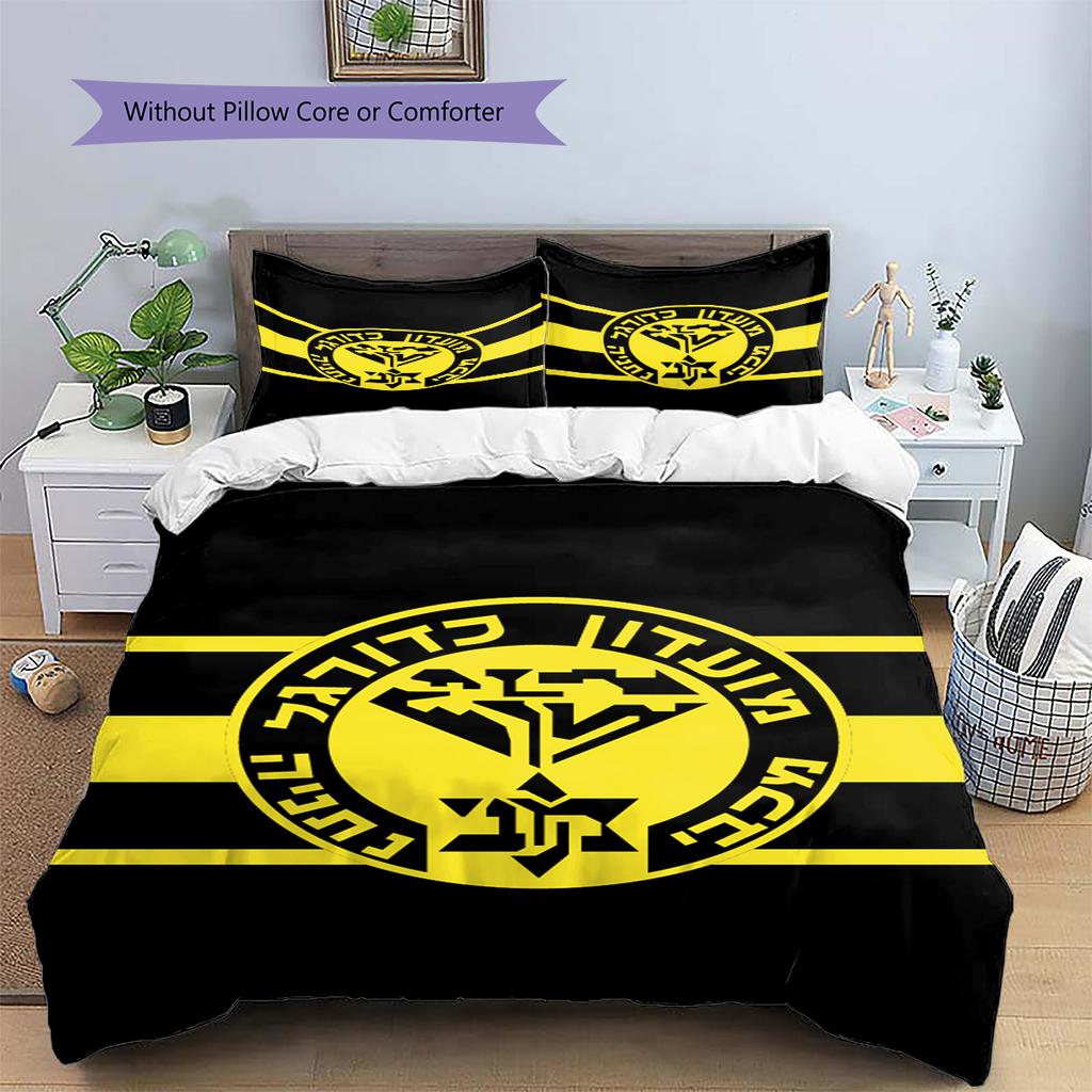 Juego de Ropa de Cama con Patrón del Maccabi Netanya FC Funda Nórdica Funda de Almohada Decoración del Hogar Regalo (1 * funda nórdica + 2 * fundas de almohada, sin núcleo)