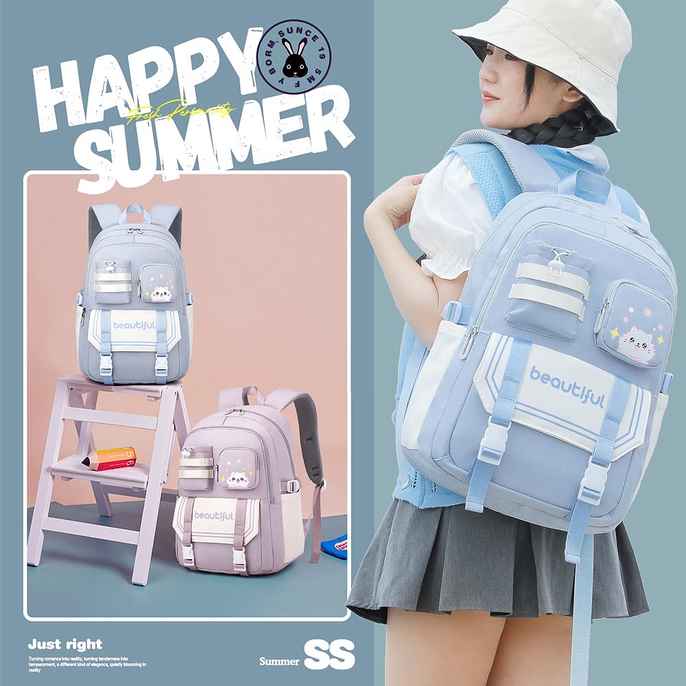 Koreansk ryggsekk for Large High School Junior High School Grunnskole Lettvekt Casual School Outdoor [ZESU] Skole, Kapasitet, Studenter,