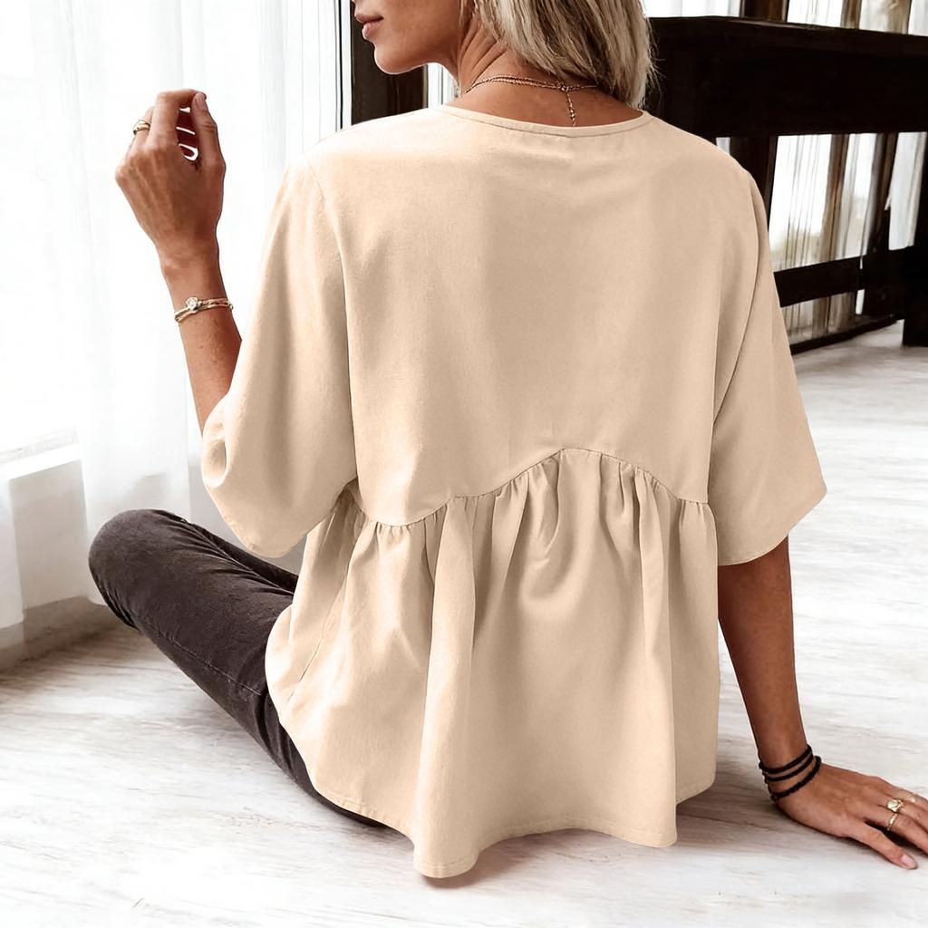 Damen Freizeit Locker Und Modisch Kurzärmlig V-Ausschnitt Pullover Oberteil