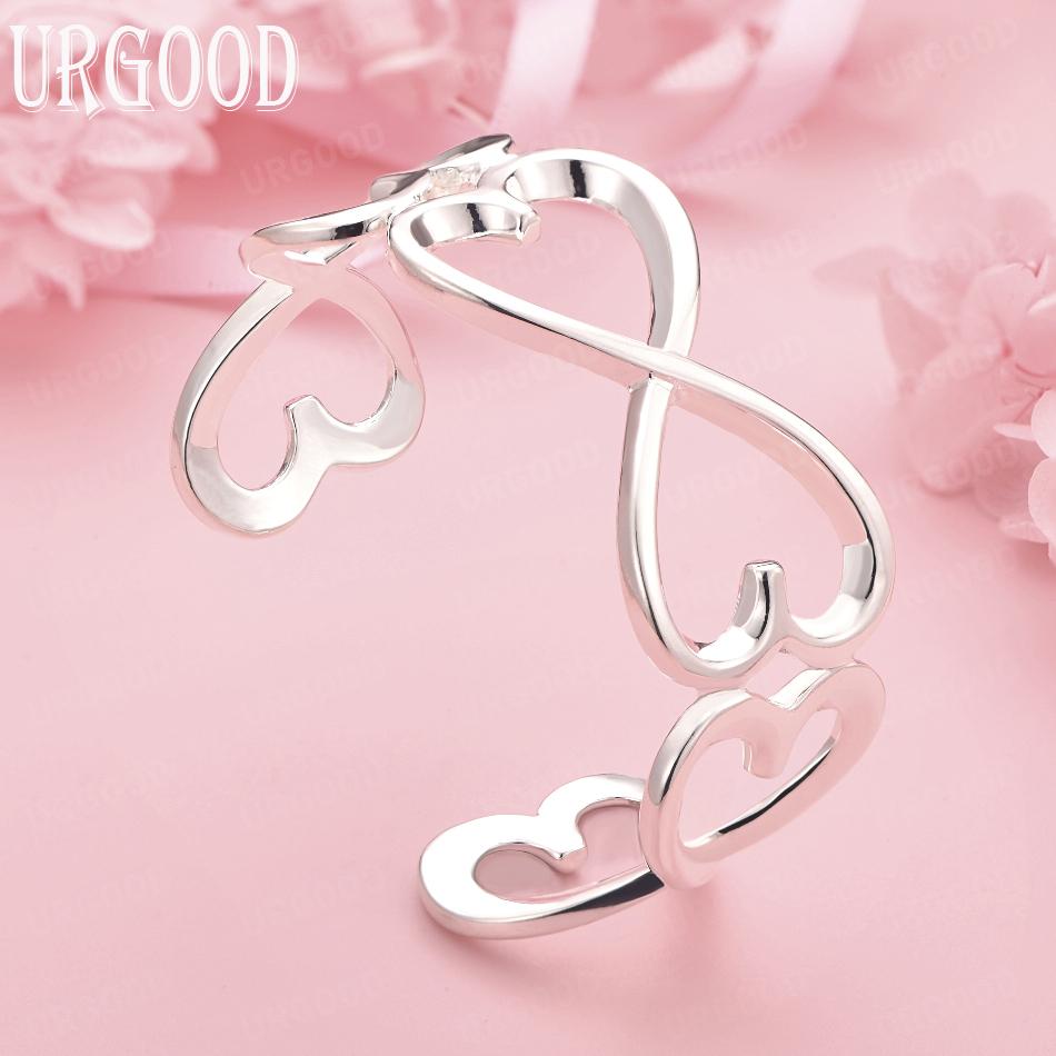 Bracciale a Cuore in Argento Sterling 925 Gioielli da Matrimonio