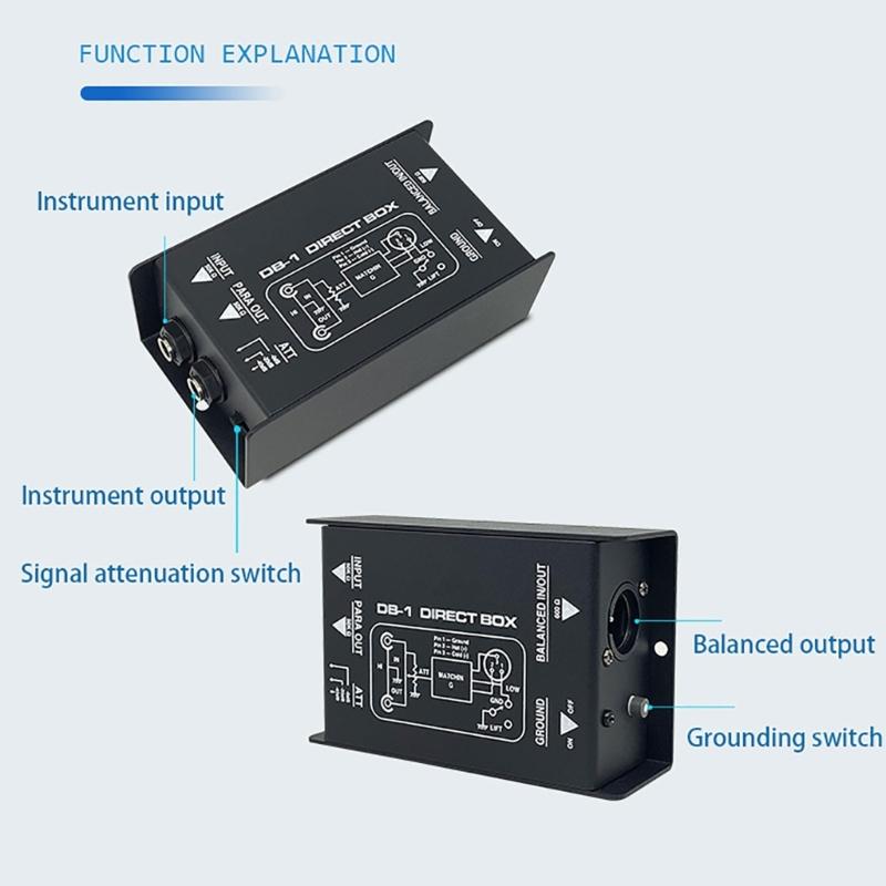 Compactly Passive DI Box with Input Attenuator Hum Eliminators for Connecting Instrument to Balanced 6.35mm Output