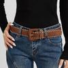 Harajuku Vintage Wide Belt Retro Western Cowboy Belt Casual PU Leather Waistband  Lady