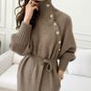 Autumn and winter with coat medium and long temperament light luxury design skirt over knee sweater versatile knitted dress