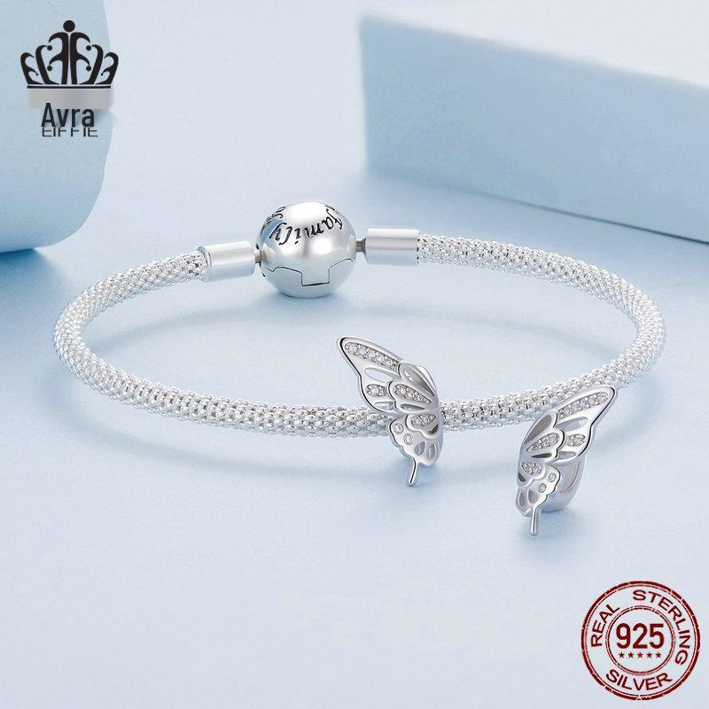 Butterfly Silicone Spacer Beads S925 Sterling Silver DIY Jewelry BSC823