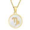 Elegant European & American Zodiac Pendant Necklace - Women's Gold Stainless Steel Constellation Charm
