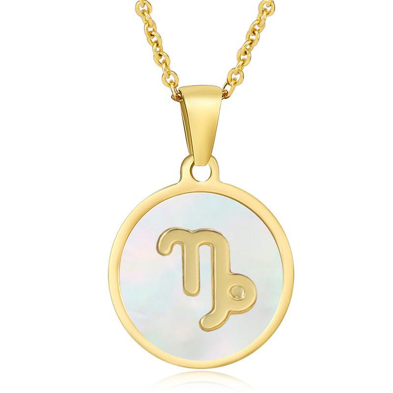 Elegant European & American Zodiac Pendant Necklace - Women's Gold Stainless Steel Constellation Charm