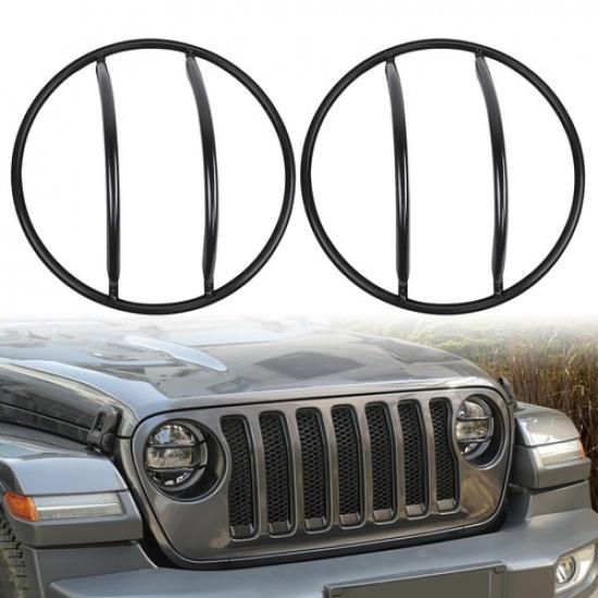 2X Front Headlight Lamp Guard Protect Cover Trim for Jeep Wrangler JL JLU 2018+