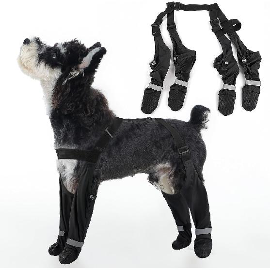 Dog Suspender Boots Reflective & Waterproof – Non-Slip & Dirt-Proof Paw Protectors, Rainy & Snowy Pet Booties with Adjustable Suspenders for