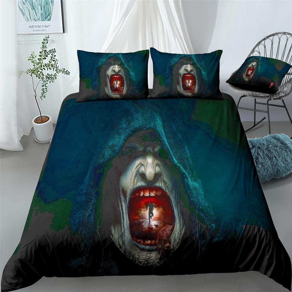 Scary Horror Movie Duvet Cover Set Dark Terror Killer Bloody Bedding Set Horrible Halloween Quilt Cover Single/Double/King Size