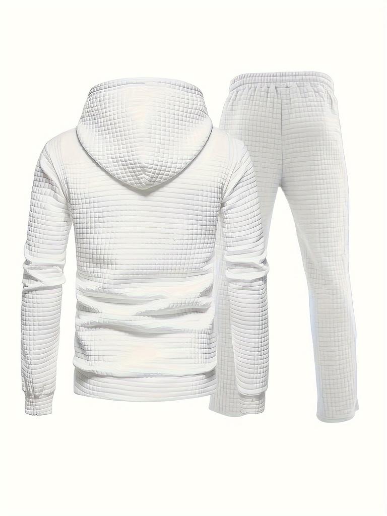 Men's Outfit Set Solid Long Sleeve Hoodie and Drawstring Sweatpants 2-piece Set for Spring Summer Outdoor Jogging Gym Workout